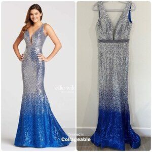 Ellie Wilde Sequin Plunge Formal Maxi Dress Feminine Party Prom Formal